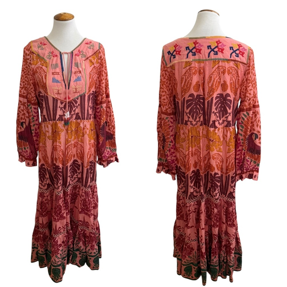 Farm Rio Pink Anika Print Macaws Maxi Dress - Picture 3 of 5